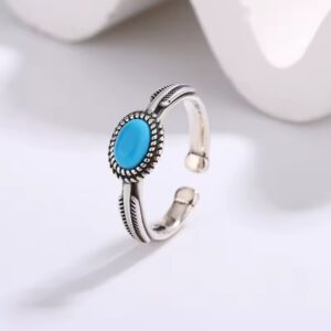 Anel Minimalista com detalhe azul